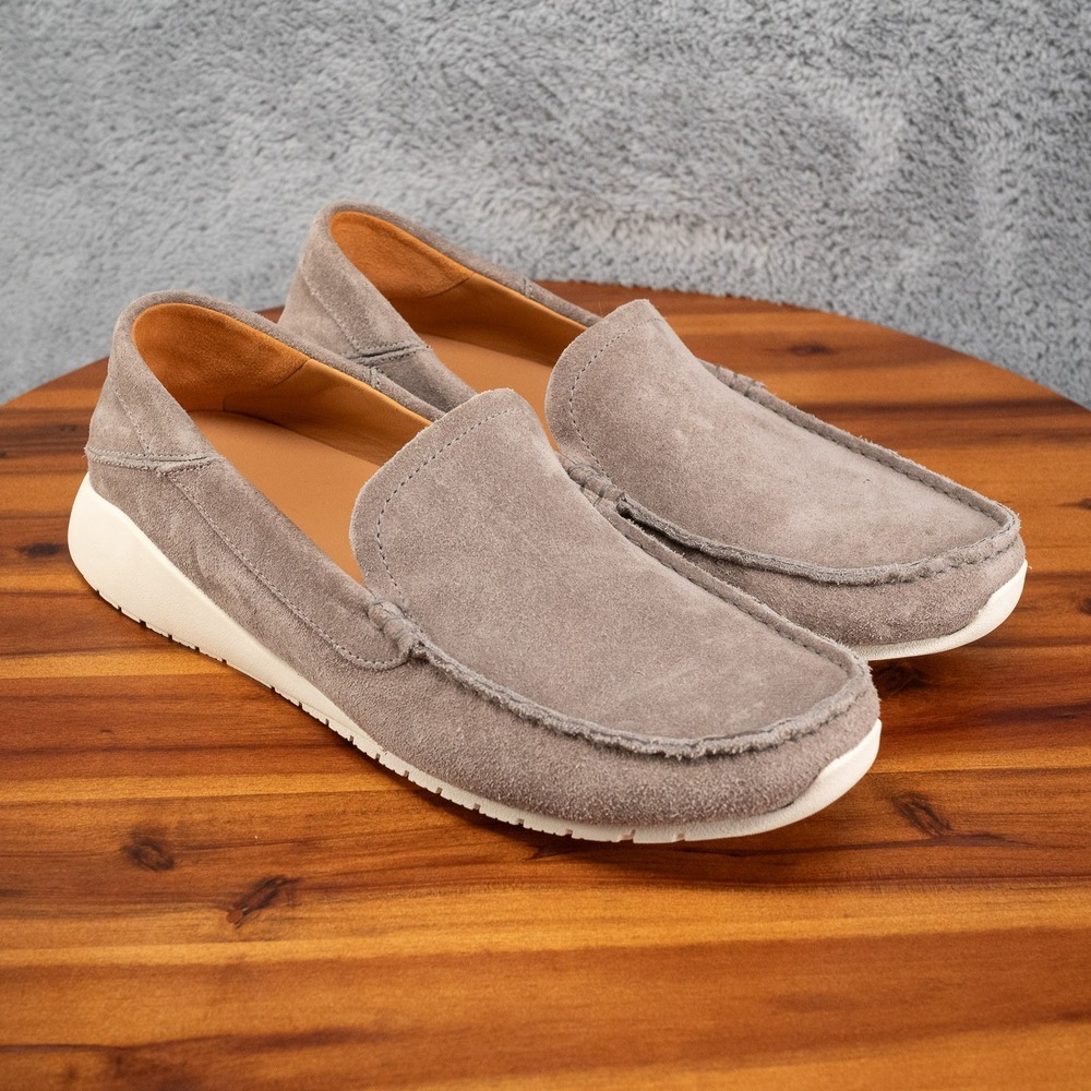OluKai Ka'a Loafer Men Size10.5 Slip On Shoes in Grey Leather Suede $140
